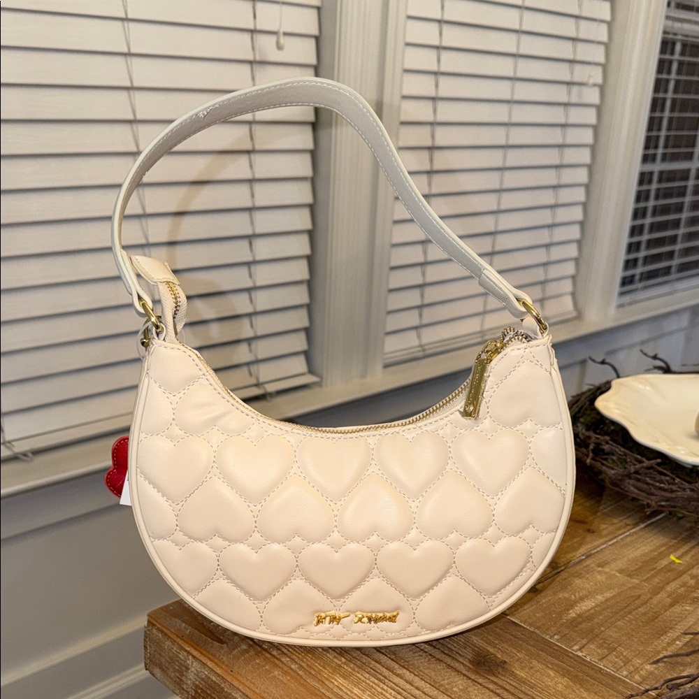 Betsey Johnson Cream Quilted Shoulder Bag